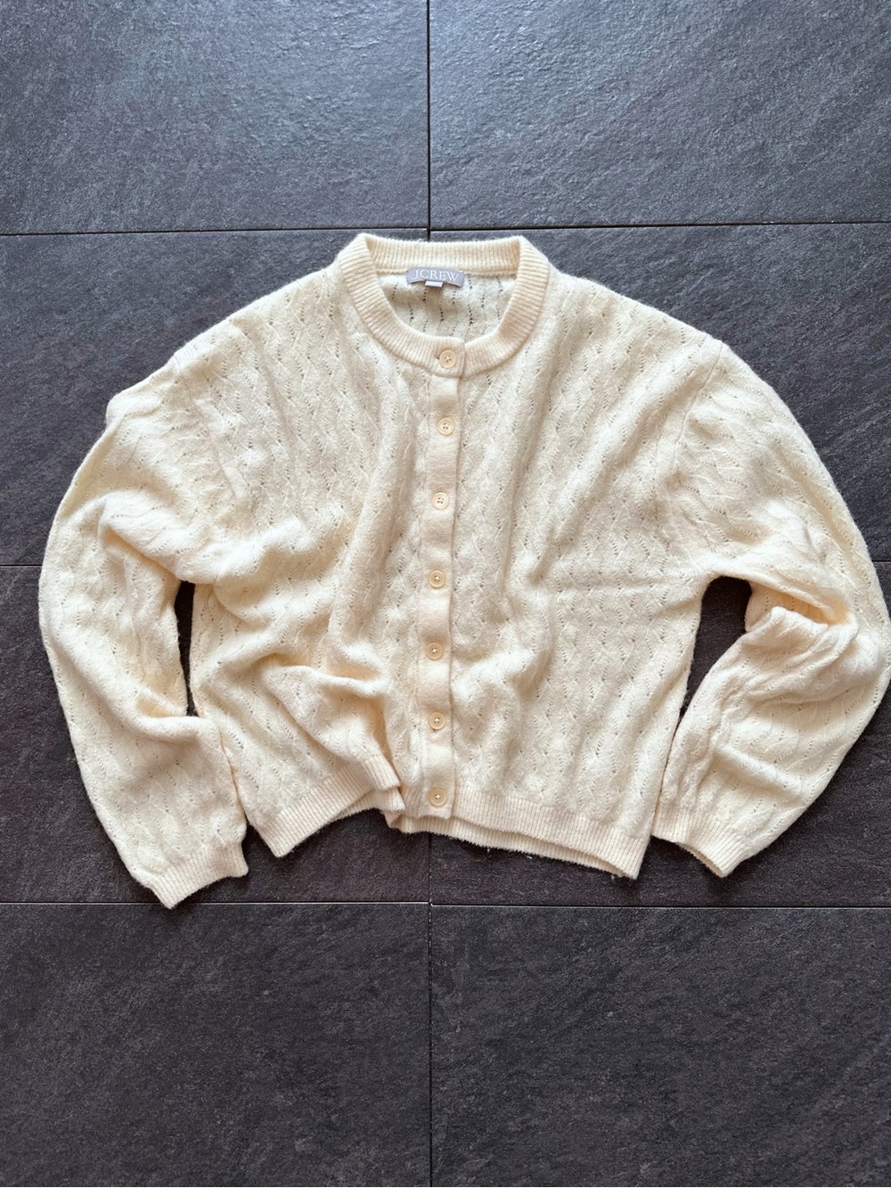 J.Crew Like New Soft Wool Blend Textured Knit Cardigan Women’s XS Cream - Picture 11 of 12